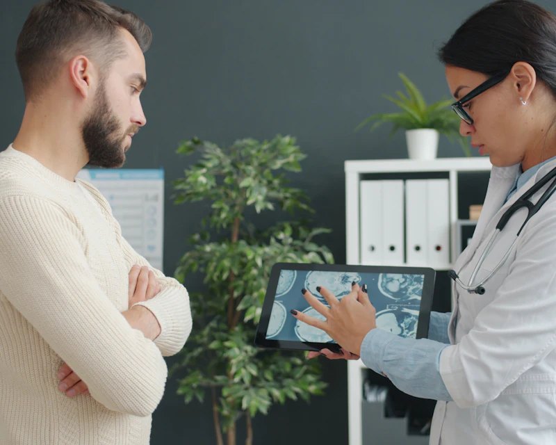 Doctor reviewing information with a patient